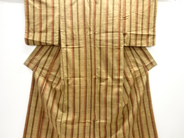 縞織出し手織り真綿紬着物